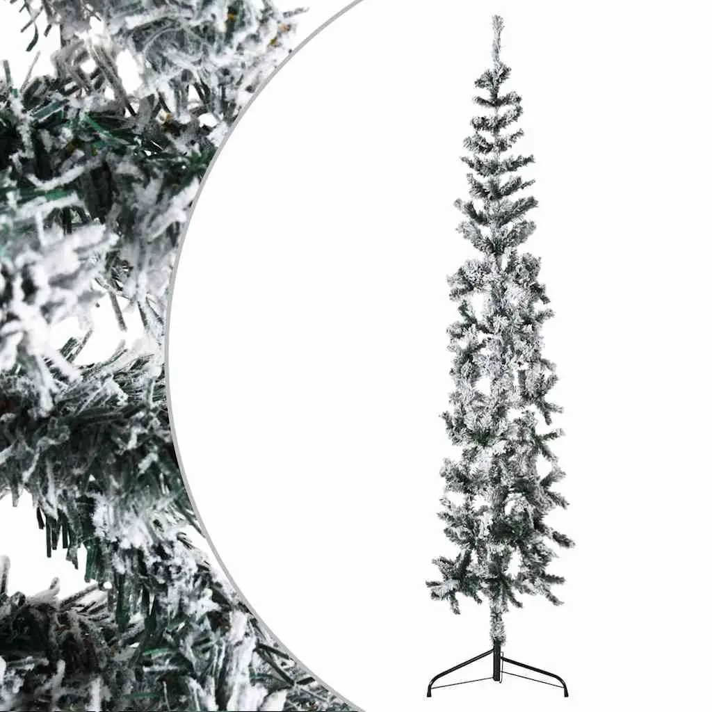 Artificial Half Christmas Tree 240cm Flocked Snow Green Seasonal Holiday Decoration