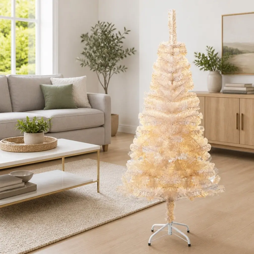 Artificial Christmas Tree White 120cm Iridescent Tips PVC