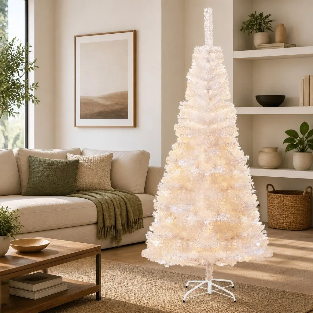 Artificial Christmas Tree 240cm White Iridescent Tips PVC