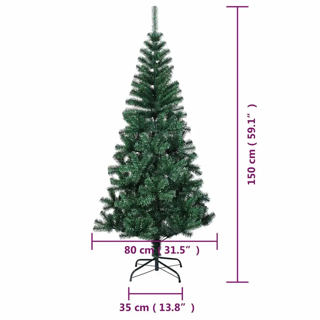 Artificial Christmas Tree 150cm Green Iridescent Tips PVC