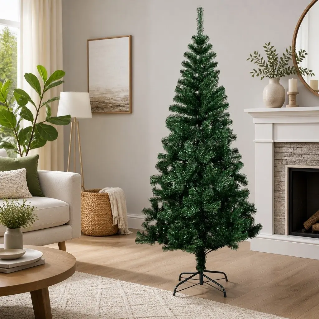 Artificial Christmas Tree 210cm Green Iridescent Tips PVC