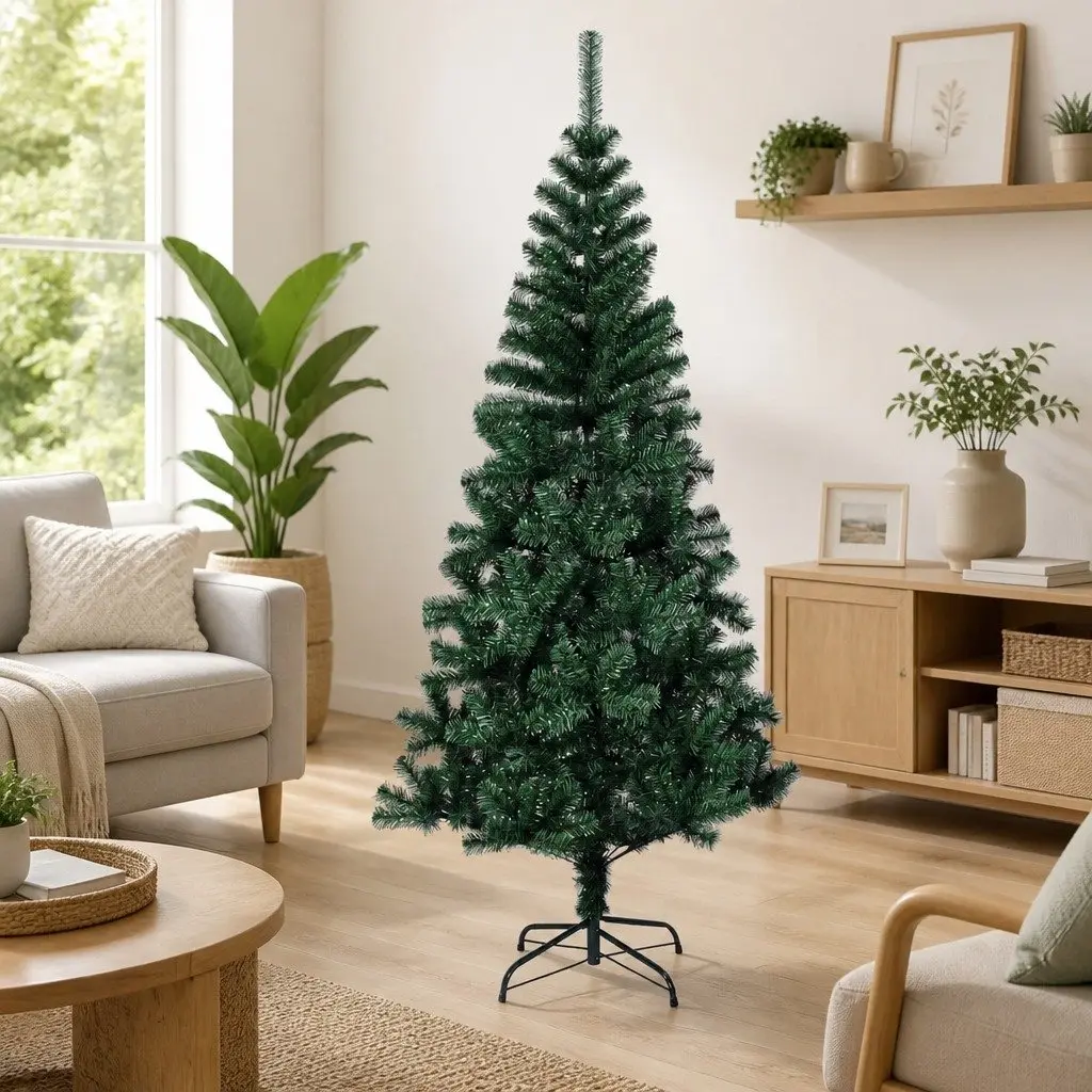 Artificial Christmas Tree 240cm Green Iridescent Tips PVC Bushy