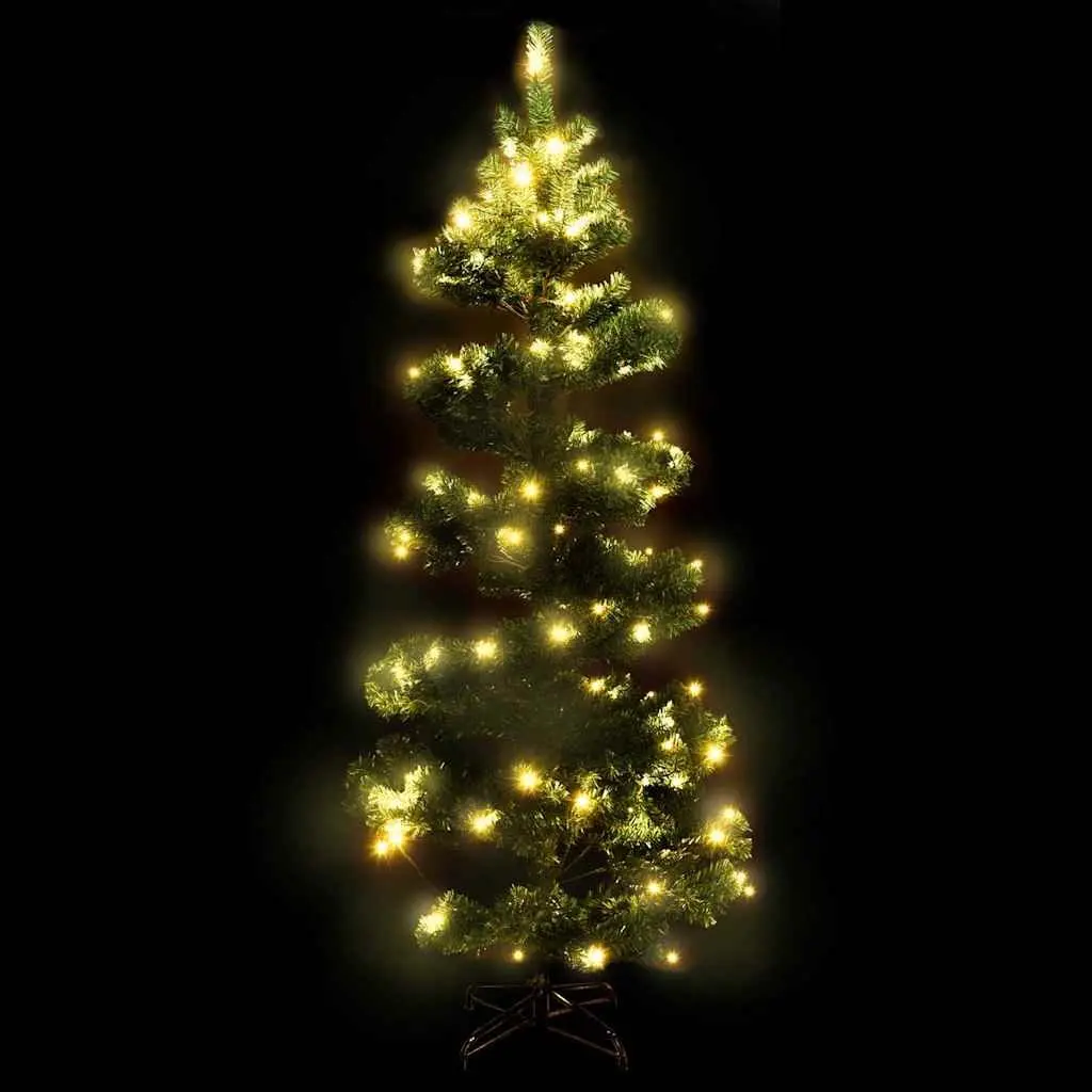 Pre-lit Christmas Tree 150cm Green PVC Artificial Holiday Decoration