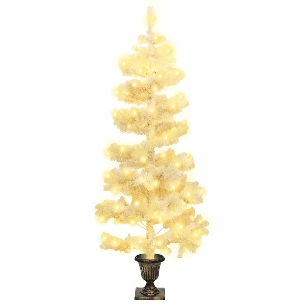 Swirl Pre-lit Christmas Tree 120cm White PVC with LED Lighting Effects Xmas