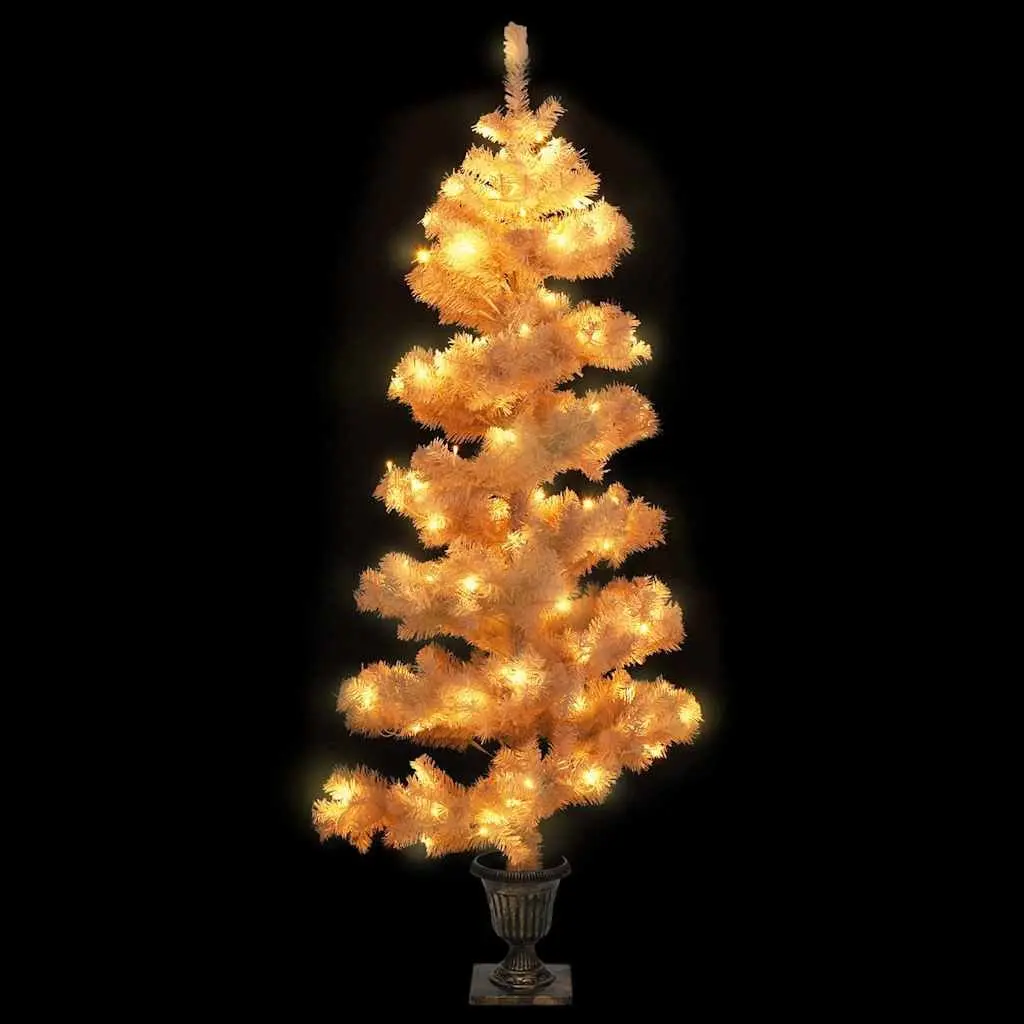 Swirl Pre-lit Christmas Tree 120cm White PVC with LED Lighting Effects Xmas