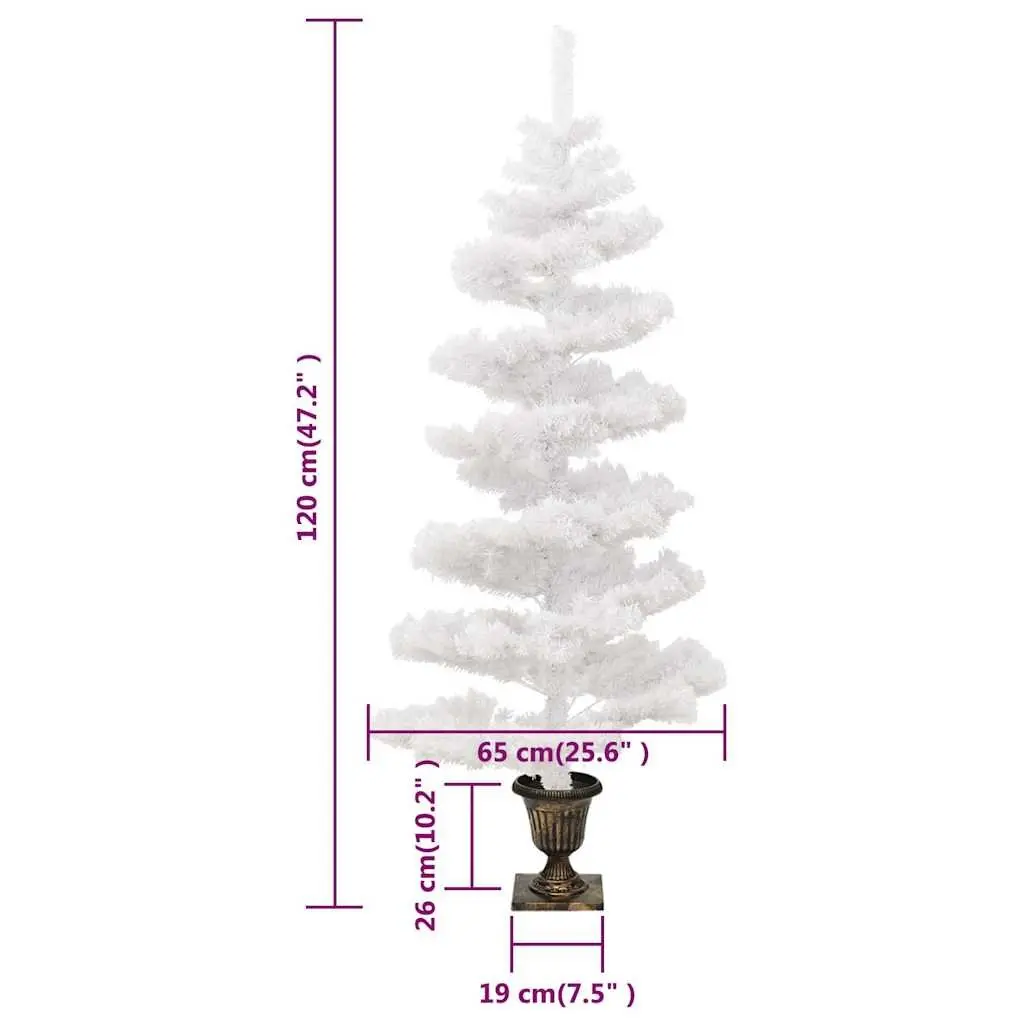 Swirl Pre-lit Christmas Tree 120cm White PVC with LED Lighting Effects Xmas