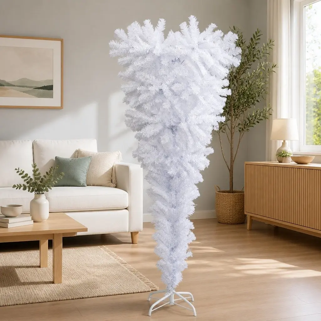 Artificial Christmas Tree Upside-Down Holiday Decor 120cm White