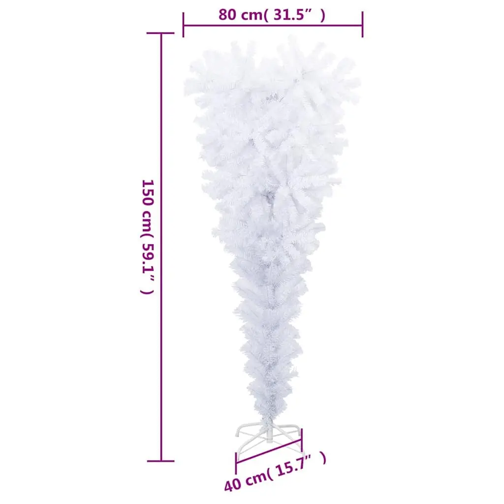 Upside-Down Artificial Christmas Tree Holiday Decor 150cm White