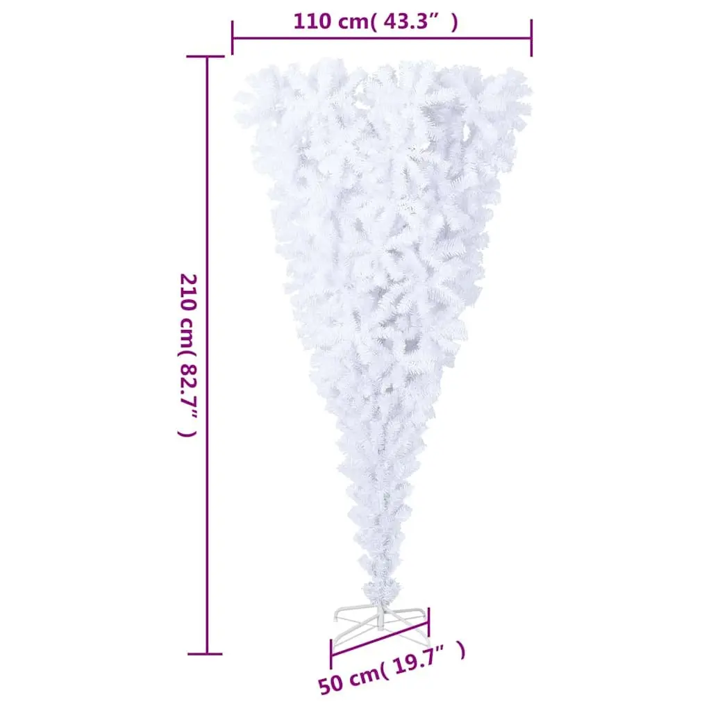 Artificial Christmas Tree Upside-Down 210cm White Bushy Decoration