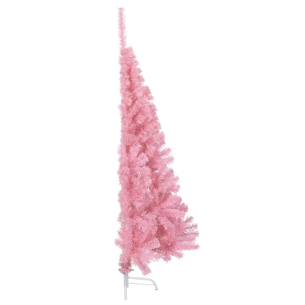 Artificial Half Christmas Tree with Stand Pink 120 cm Indoor Holiday Decor