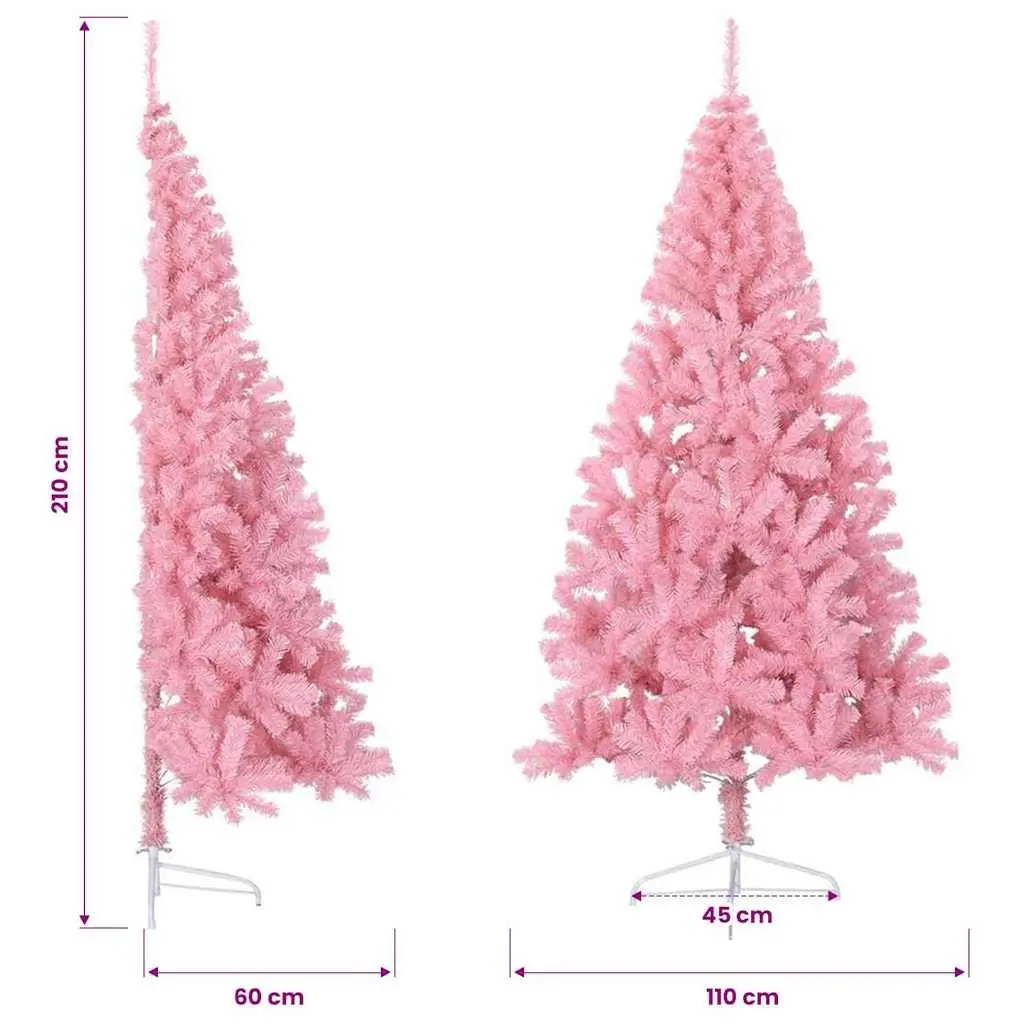 Artificial Half Christmas Tree 210cm Pink Holiday Seasonal Decor