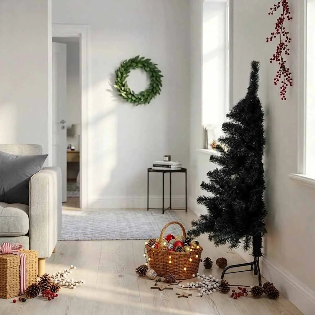 120cm Black Wall Mounted Christmas Tree for Easy Setup