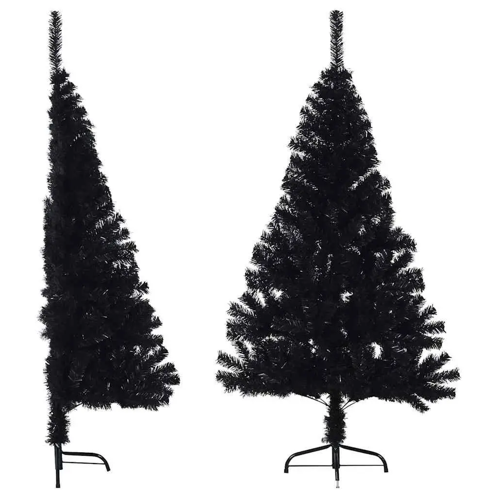 Half Christmas Tree Black 150cm Artificial Seasonal Holiday Decoration Bushy PVC