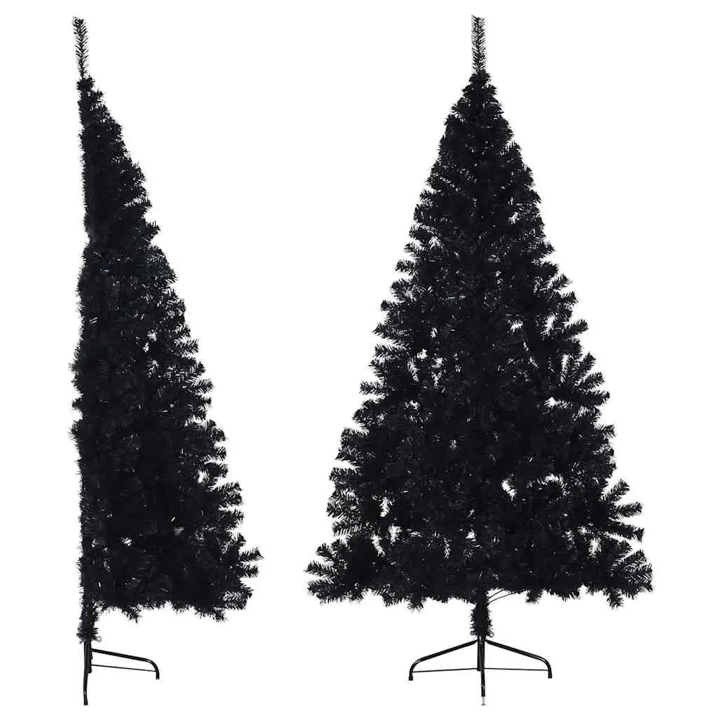 Artificial Half Christmas Tree Black 180cm PVC Bushy Holiday Seasonal Decor Wall
