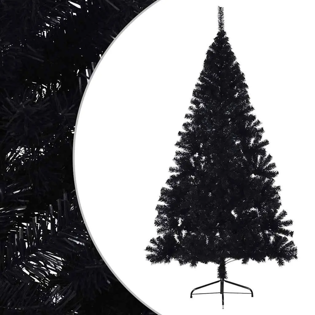 Artificial Half Christmas Tree Black 180cm PVC Bushy Holiday Seasonal Decor Wall