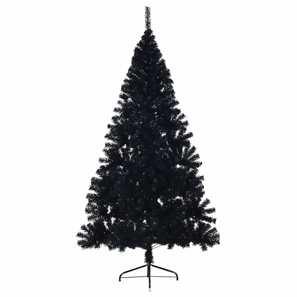 Black Half-Round Christmas Tree 240cm Artificial Decoration for Wall Space Saving