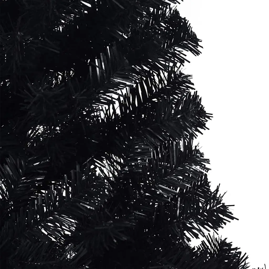Black Half-Round Christmas Tree 240cm Artificial Decoration for Wall Space Saving
