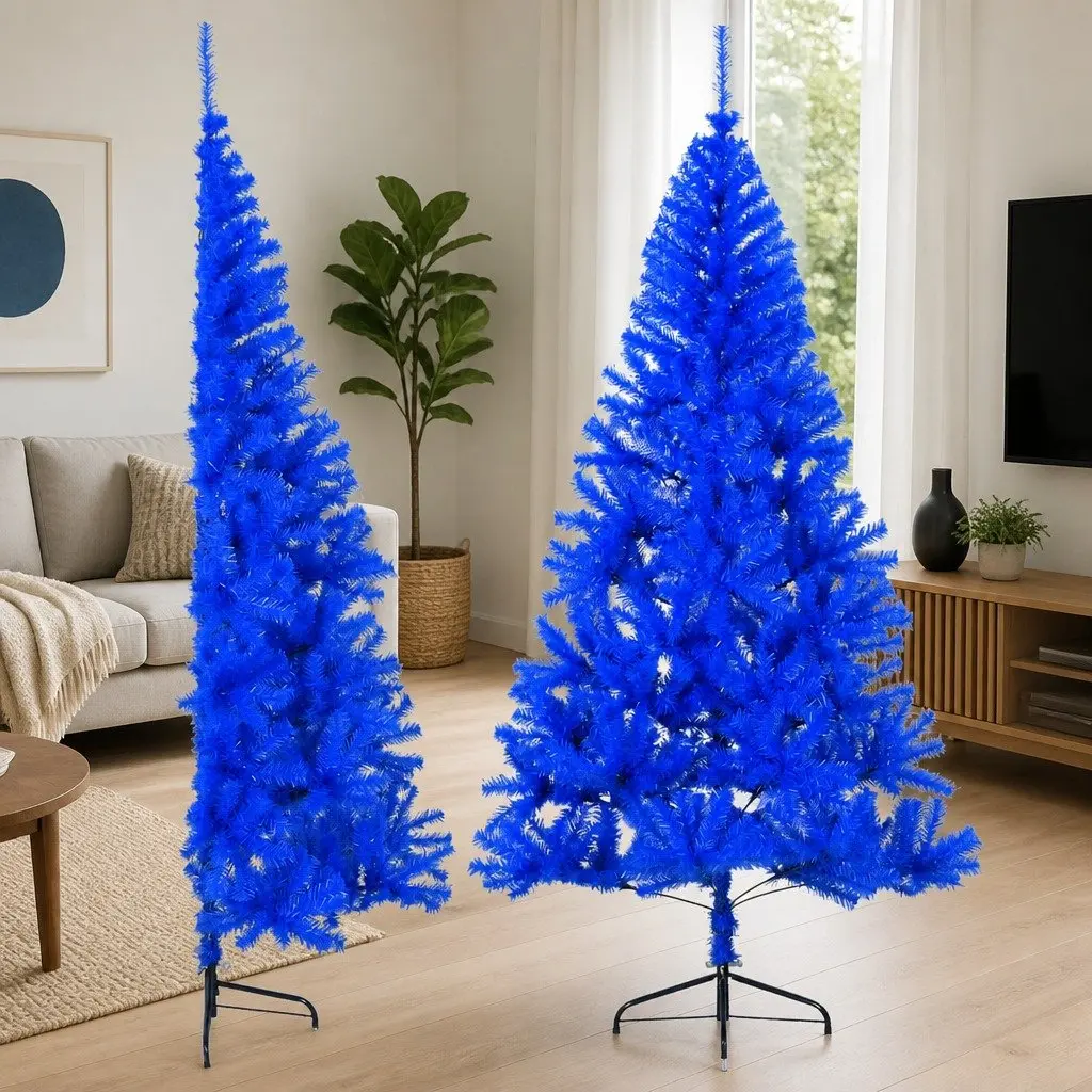 Artificial Half Christmas Tree 240cm Blue Space-Saving Wall