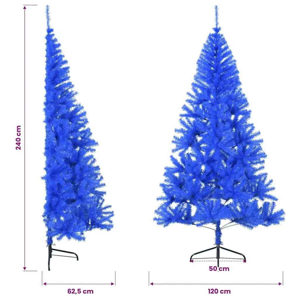 Artificial Half Christmas Tree 240cm Blue Space-Saving Wall