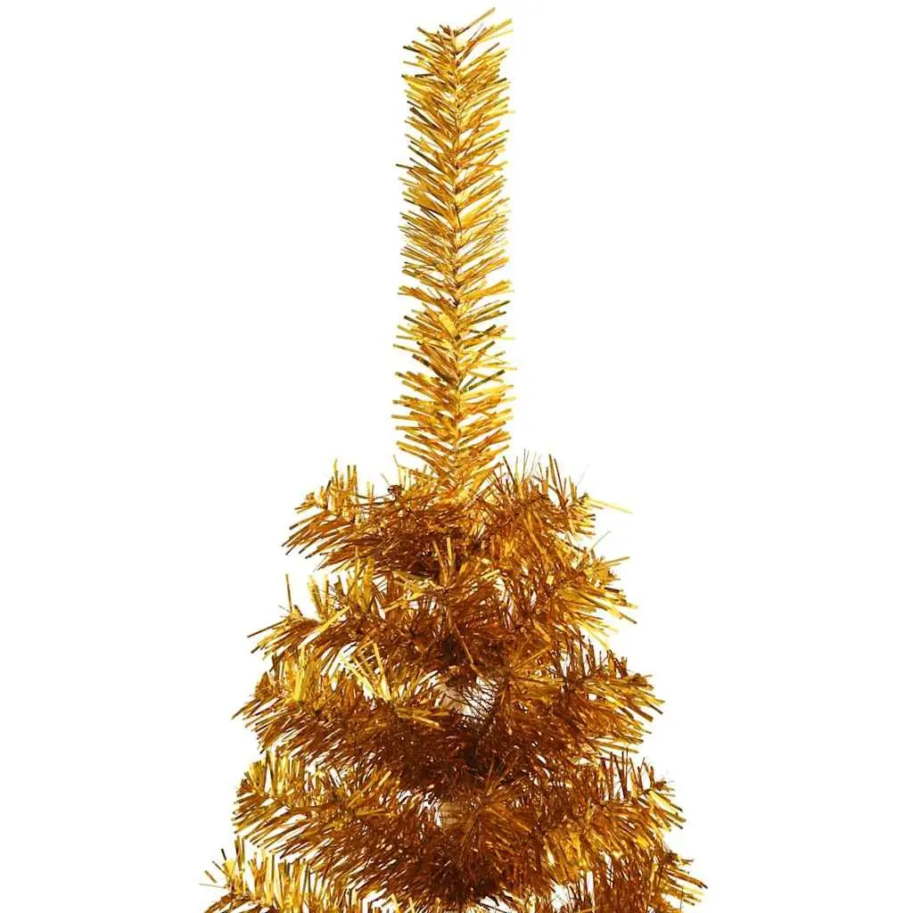 Half Christmas Tree 150cm Gold Artificial Xmas Decoration With Stand