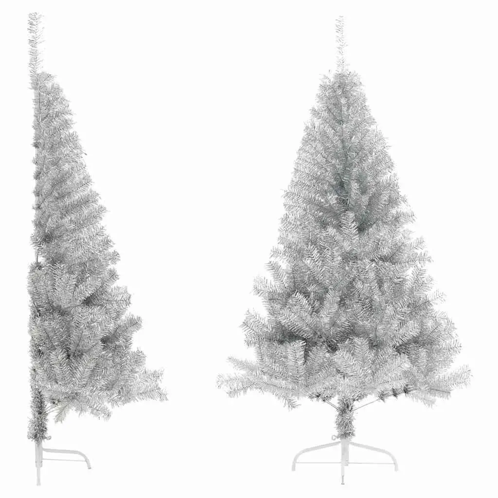 Artificial Half Christmas Tree Silver 180cm Bushy PET Holiday Decor