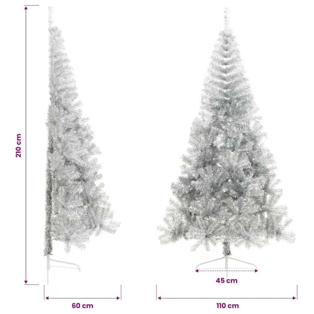 Half Christmas Tree 210cm Silver Artificial Seasonal Decoration