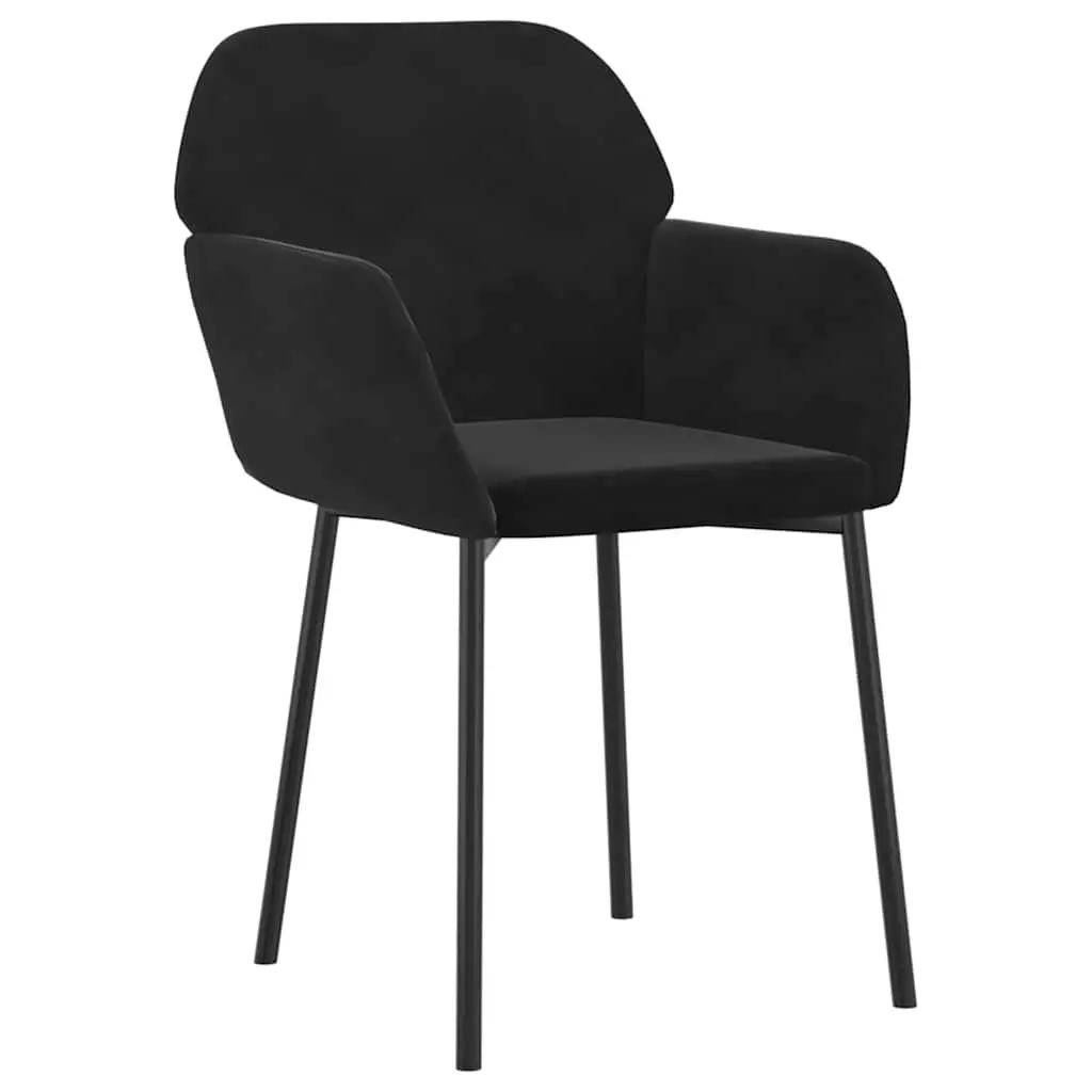 Dining Chairs Velvet Seat Padded Armrest Backrest Black 2 Piece