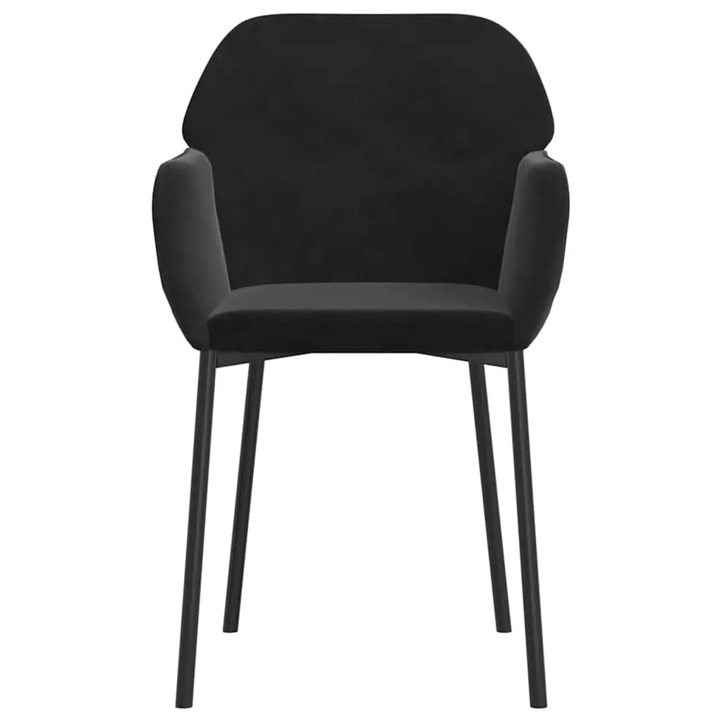 Dining Chairs Velvet Seat Padded Armrest Backrest Black 2 Piece