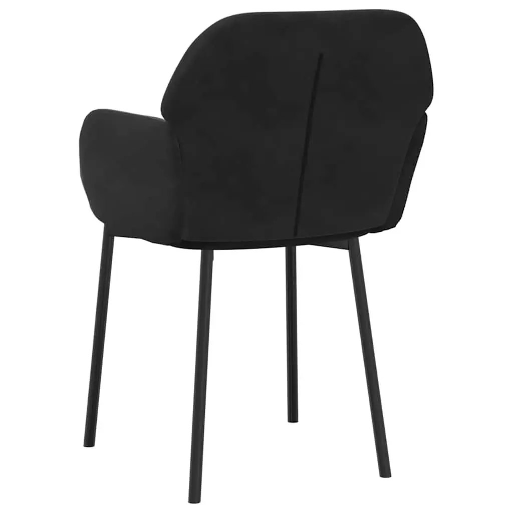 Dining Chairs Velvet Seat Padded Armrest Backrest Black 2 Piece