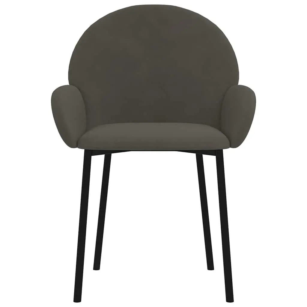 Dining Chairs Set of 2 Grey Velvet Kitchen Room Seating Armrest Backrest Padded