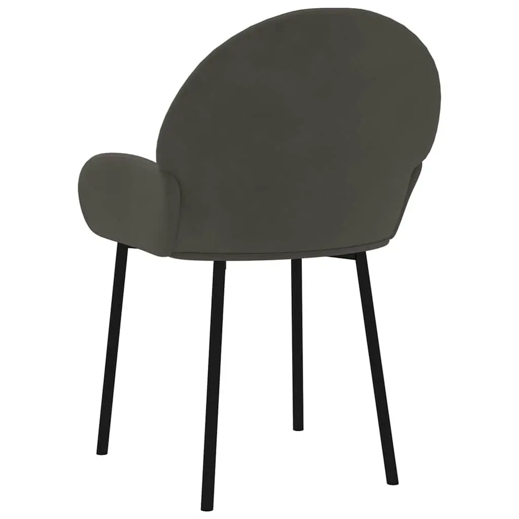 Dining Chairs Set of 2 Grey Velvet Kitchen Room Seating Armrest Backrest Padded