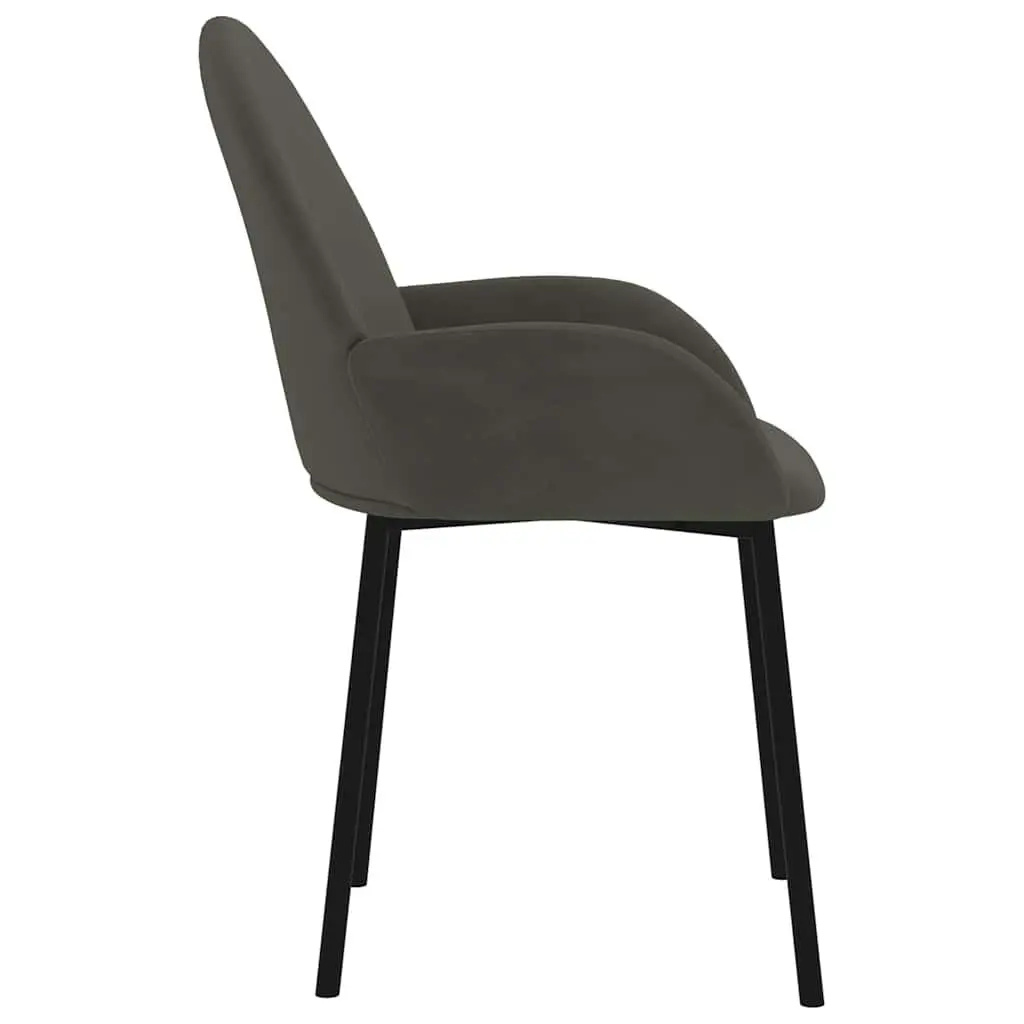 Dining Chairs Set of 2 Grey Velvet Kitchen Room Seating Armrest Backrest Padded