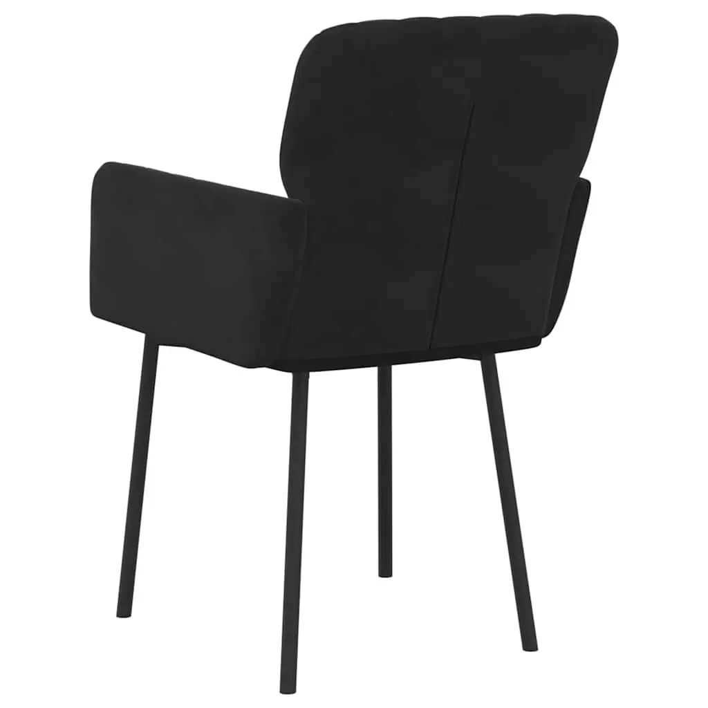 Dining Chairs Padded Comfort Black Velvet 2 Piece