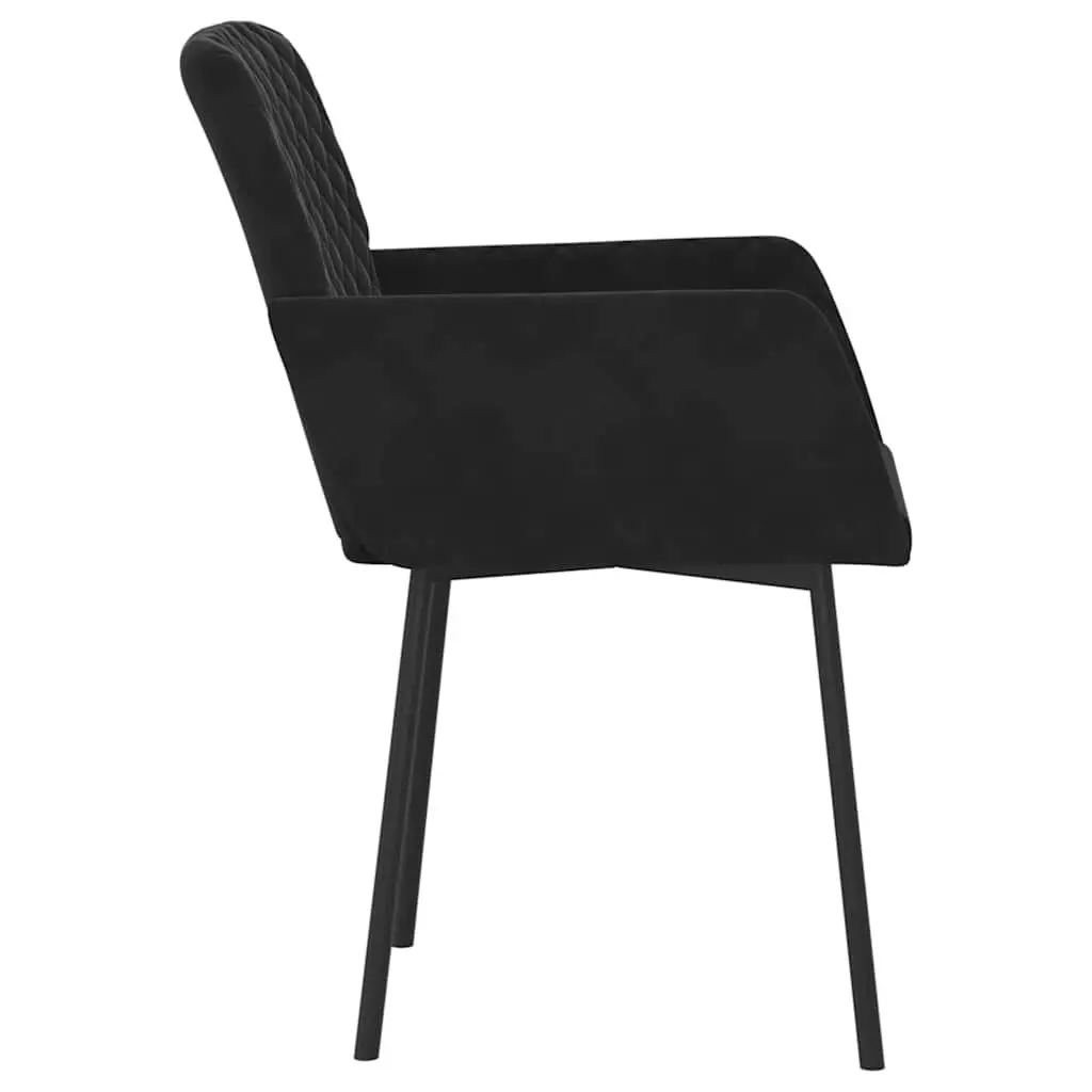 Dining Chairs Padded Comfort Black Velvet 2 Piece