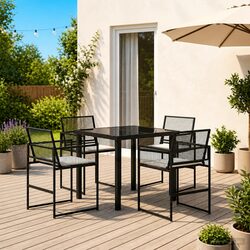 Affordable 5-Piece Black Dining Set for Your Garden