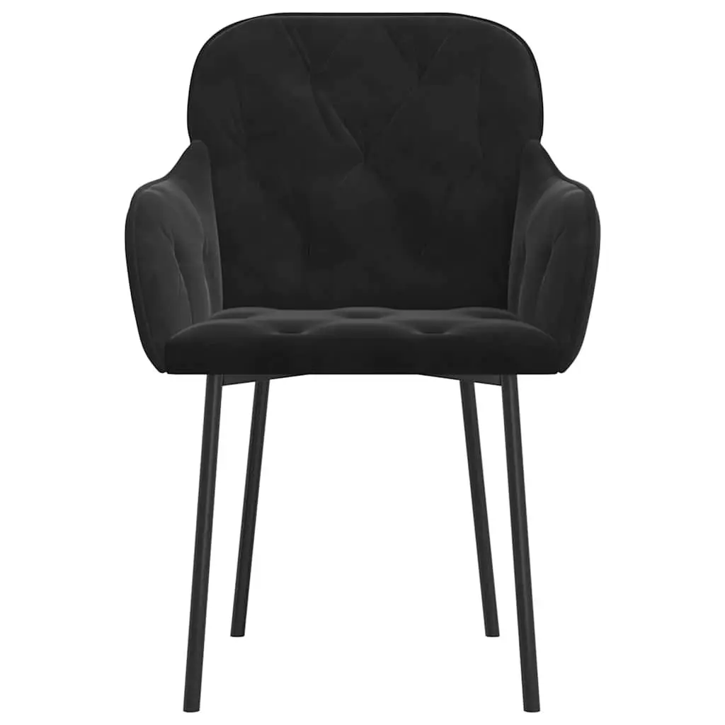 Dining Chairs Black Velvet Padded Foam Armrest Backrest 2 Piece