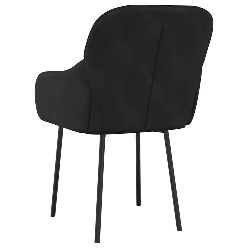 Dining Chairs Black Velvet Padded Foam Armrest Backrest 2 Piece