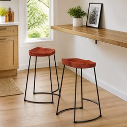 Sturdy Bar Stools with Retro Design - 2 pcs Set