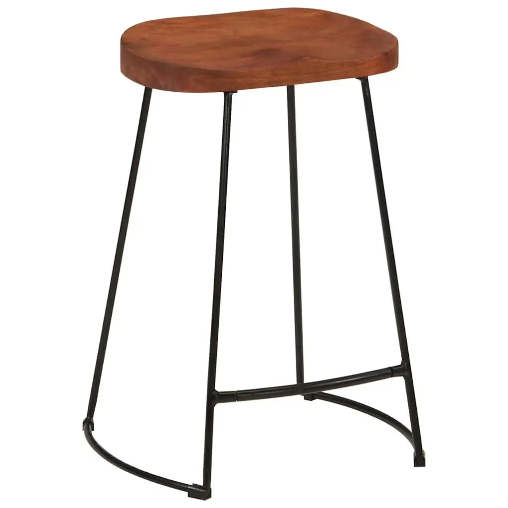 Bar Stools 2 pcs Solid Wood Mango Brown Retro Kitchen Counter Seating Furniture