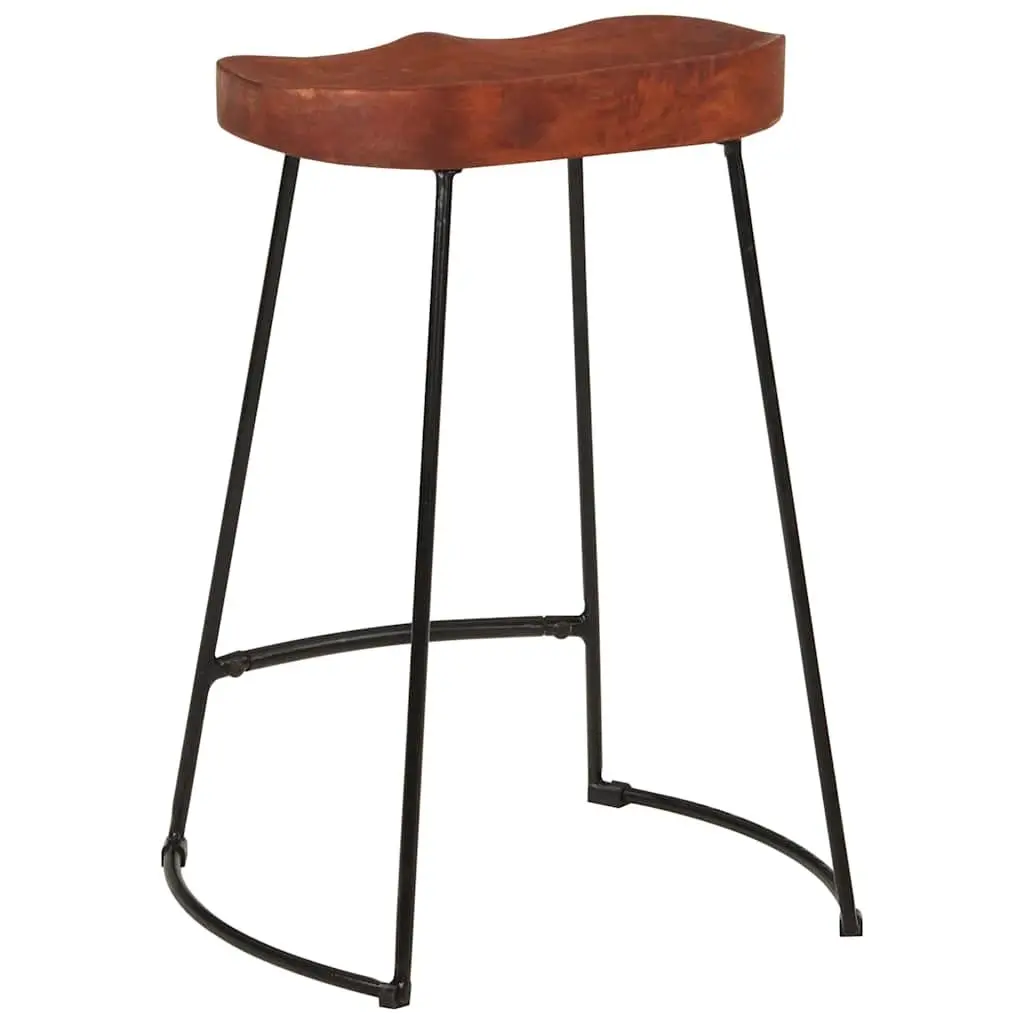 Bar Stools 2 pcs Solid Wood Mango Brown Retro Kitchen Counter Seating Furniture