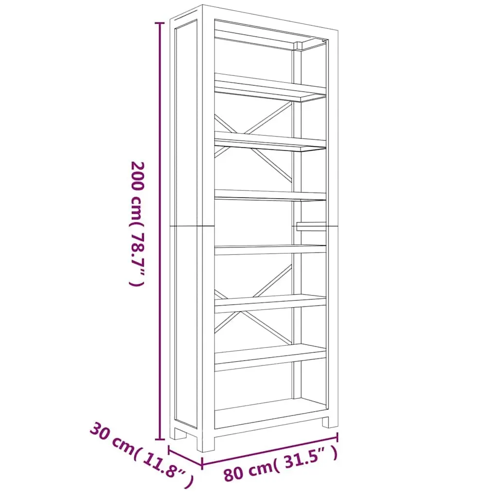 7-Tier Wooden Bookcase Organiser 80x30x200cm Acacia Brown