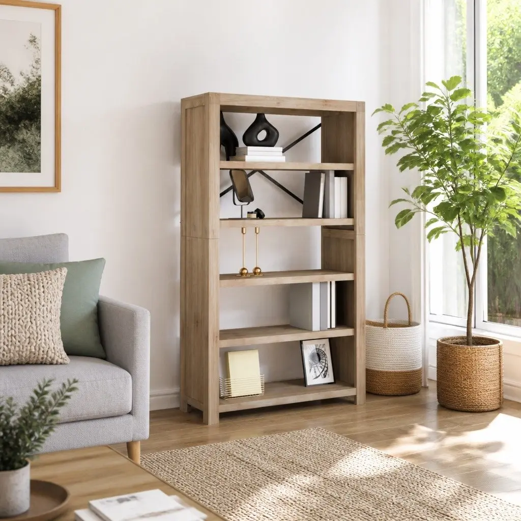 5-Tier Wooden Bookcase with Ample Space