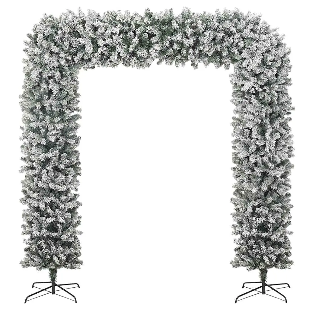 Flocked Snow Christmas Tree Arch 240cm White Seasonal Decoration for Weddings and Festivals