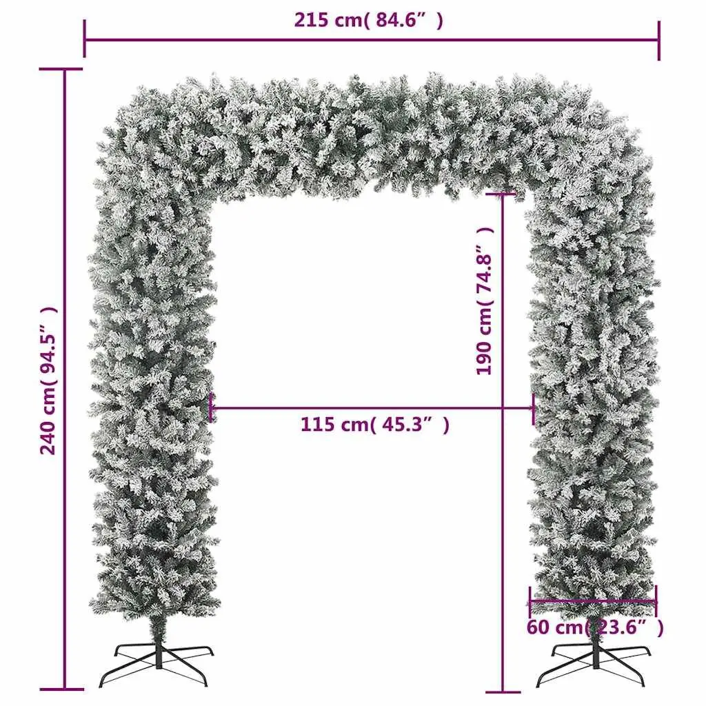 Flocked Snow Christmas Tree Arch 240cm White Seasonal Decoration for Weddings and Festivals