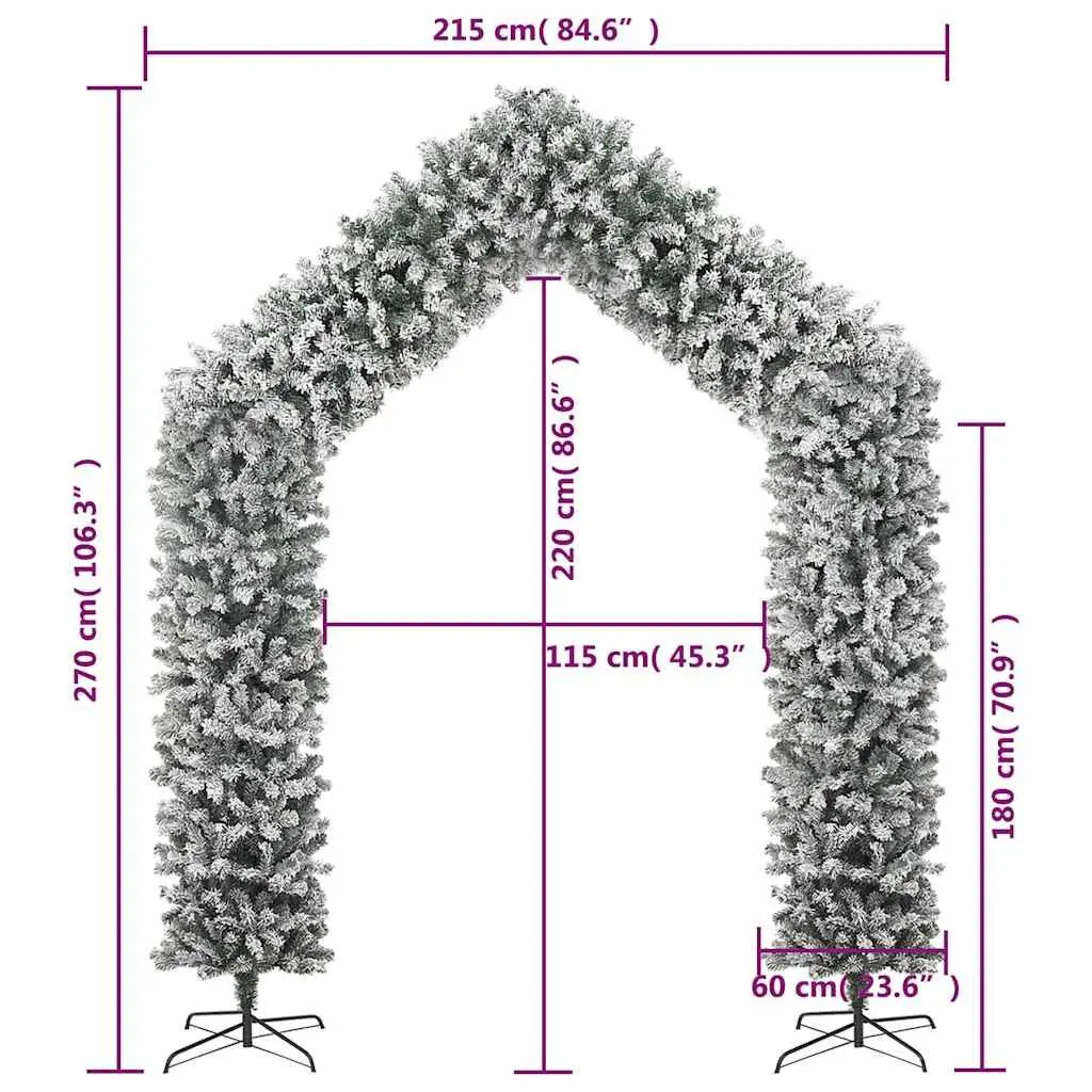 Christmas Tree Arch Holiday Decoration 270cm Flocked Snow White