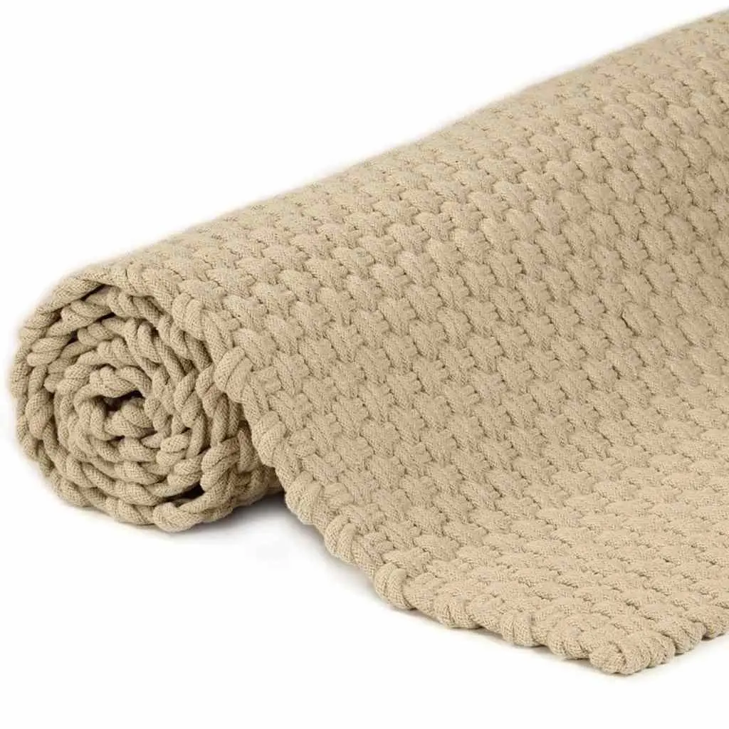 Cotton Rope Woven Rug Living Room Bedroom 120x180 cm Natural Brown