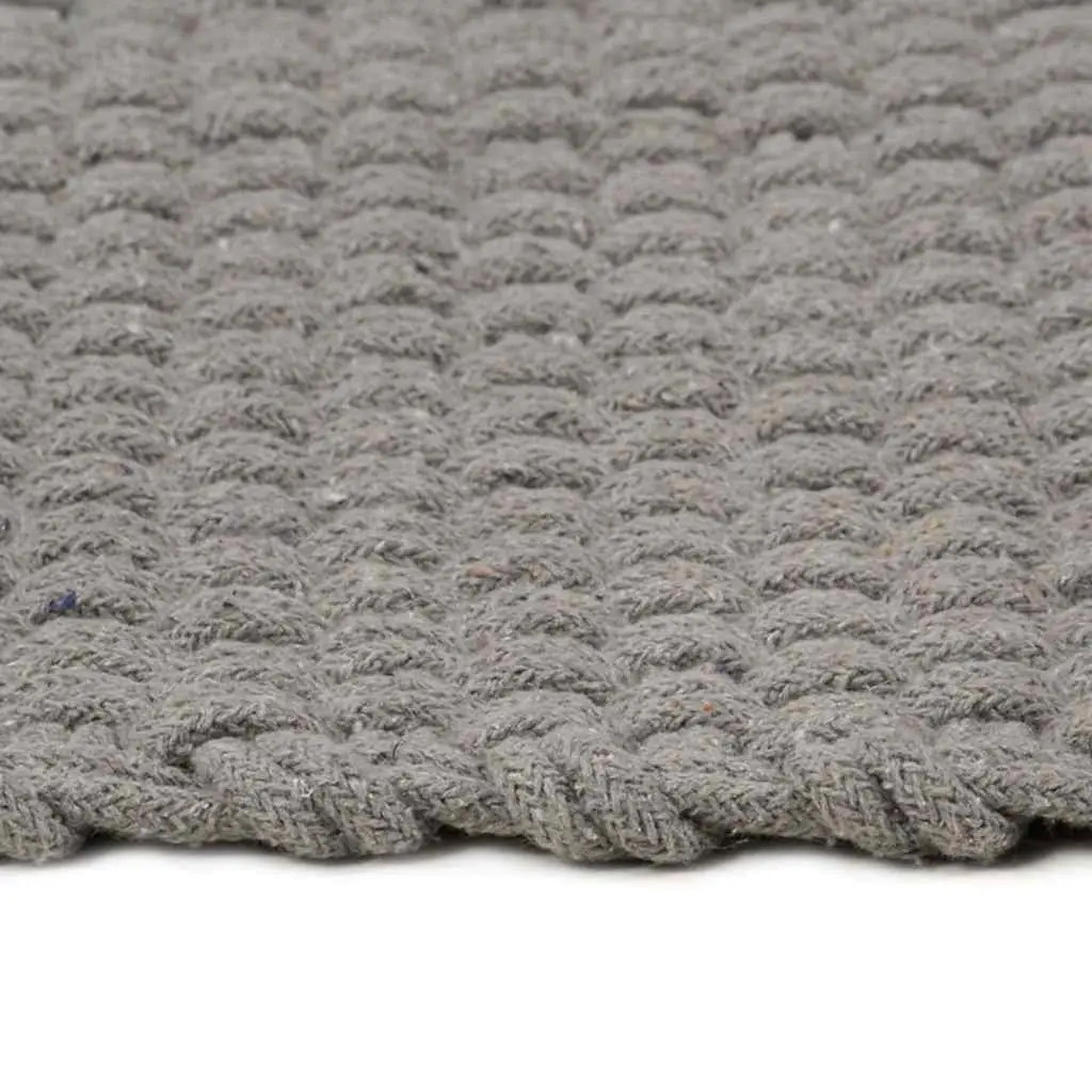 Cotton Rectangular Rug Floor Protection 120x180 cm Grey Rope Woven