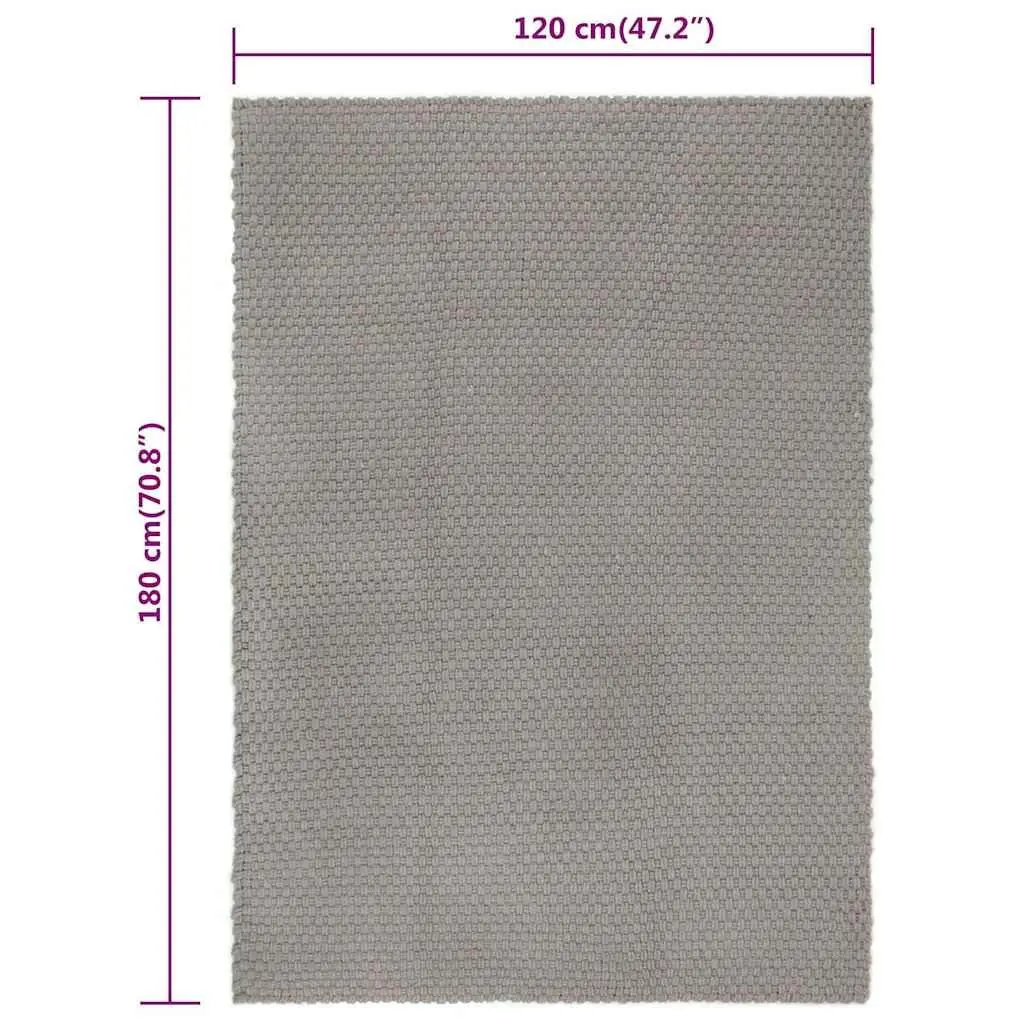 Cotton Rectangular Rug Floor Protection 120x180 cm Grey Rope Woven