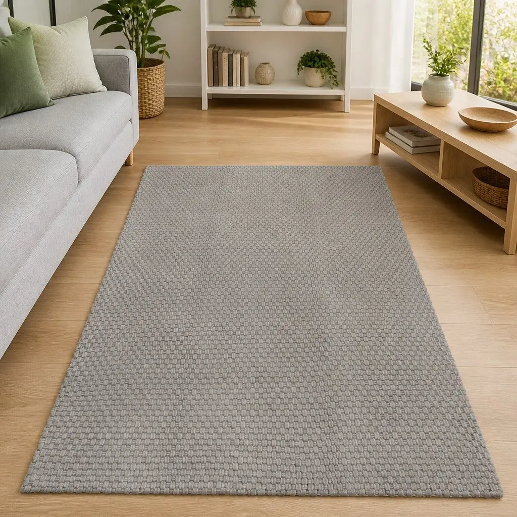 Grey Cotton Rug 160x230 cm for Home Decor