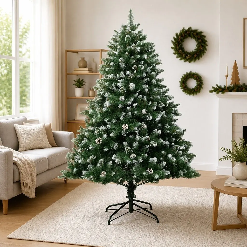 Christmas Tree Artificial Green 180cm PVC Hinged Branches with Stand Indoor Decoration